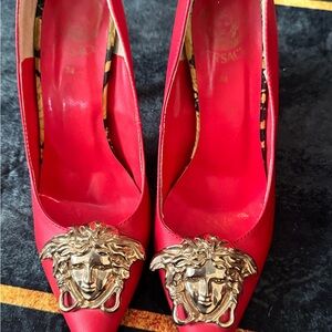Versace Red Women's Shoes with Gold Detail